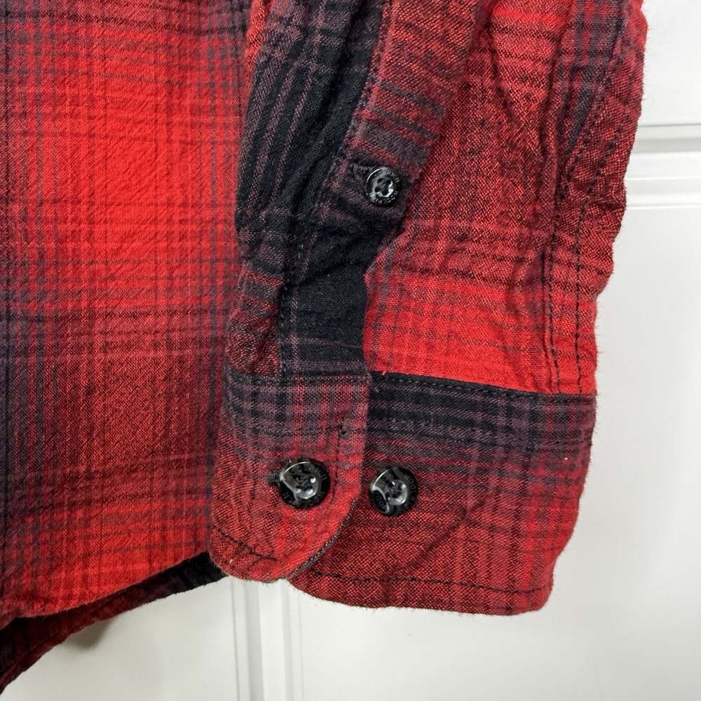 Vintage Woolrich Flannel Shirt Men's Large Red Black Plaid Work Pockets Cotton - Picture 4 of 8
